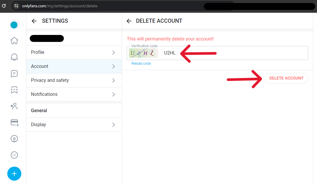delete onlyfans account web