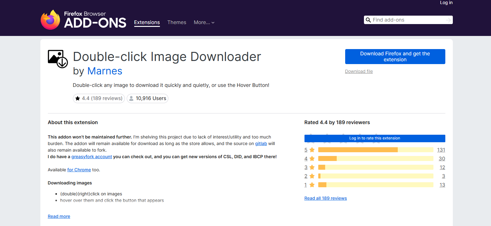 double-click image downloader firefox