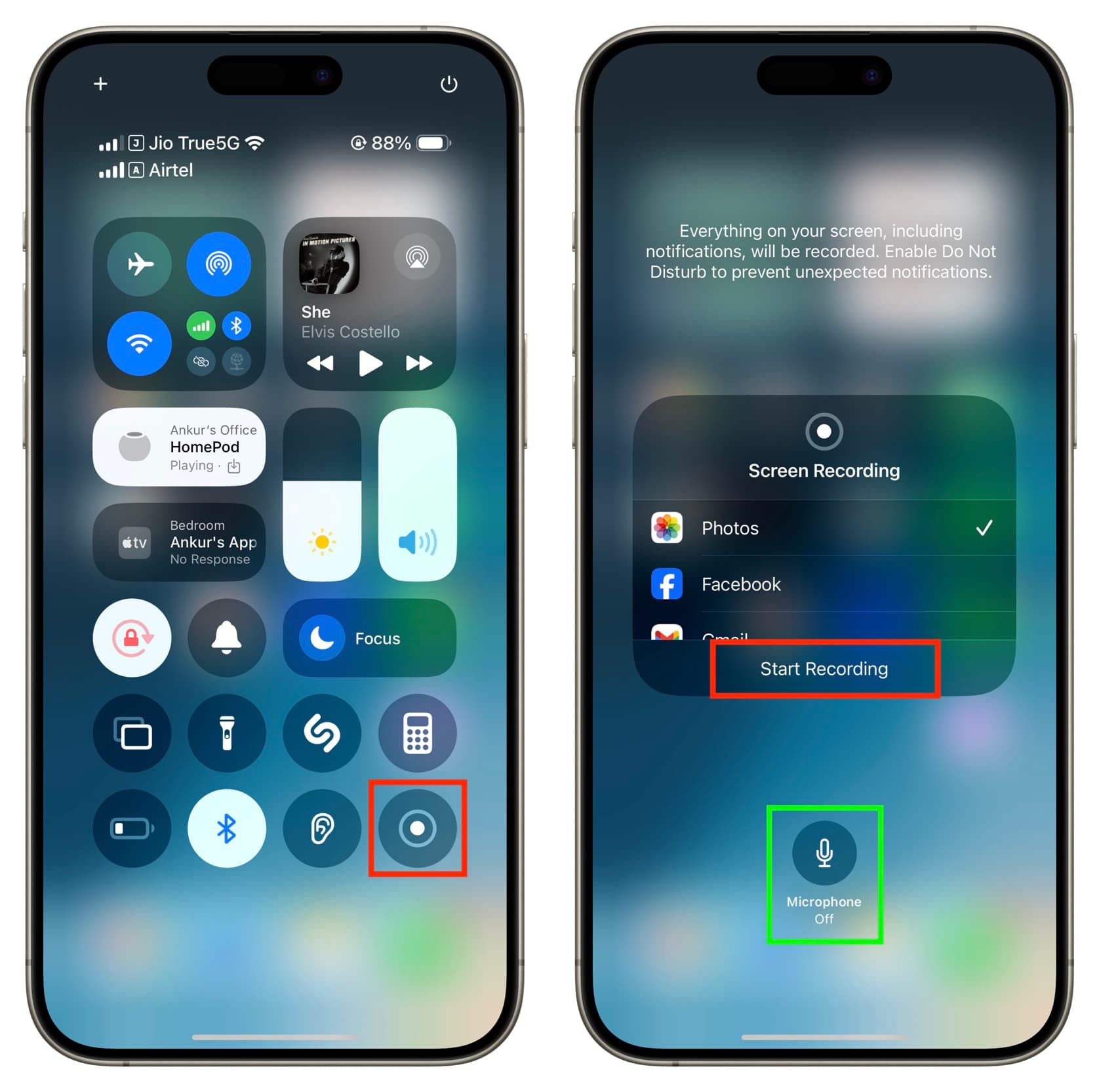 אייפאָון סקרין רעקאָרד