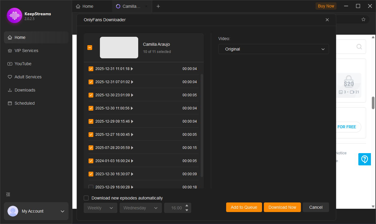 keepstreams download of videos