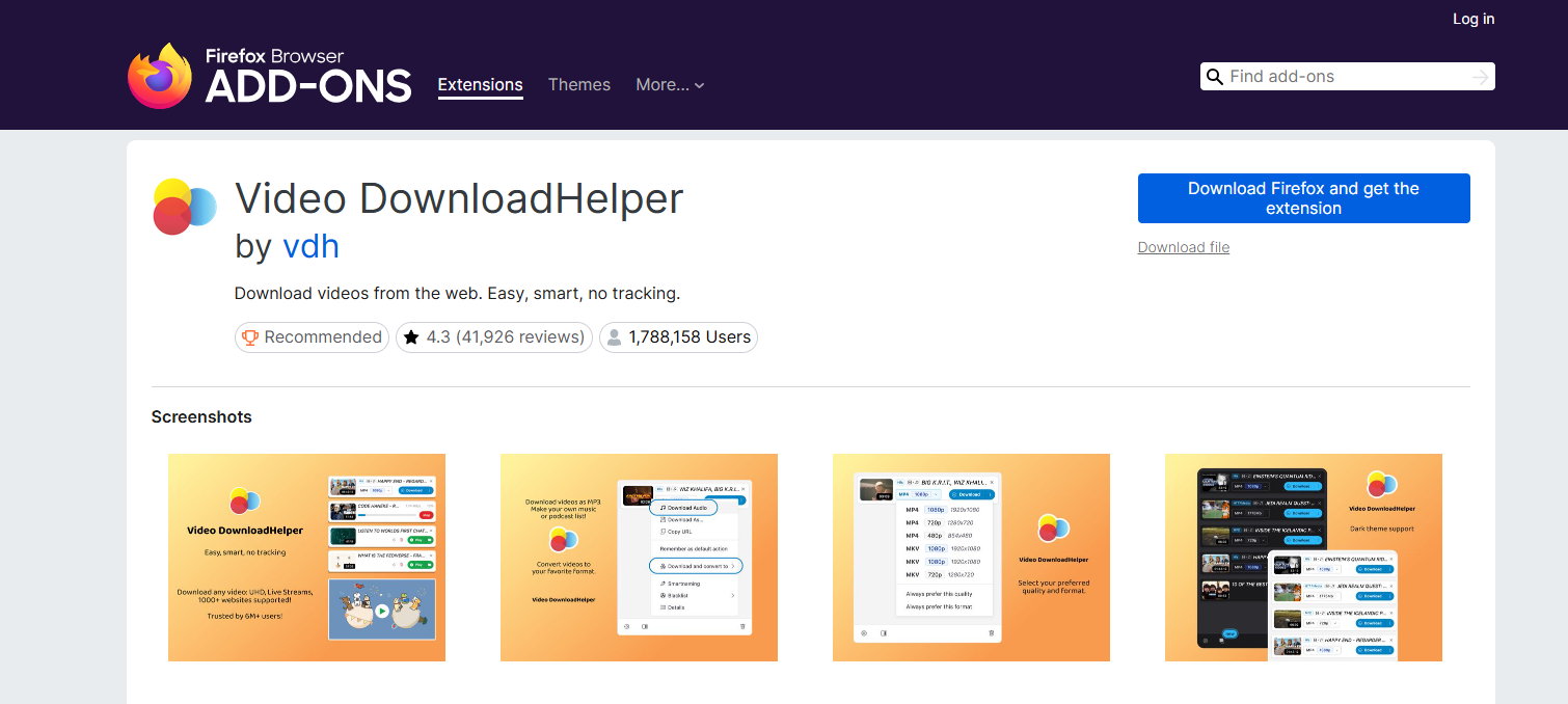 video downloadhelper firefox